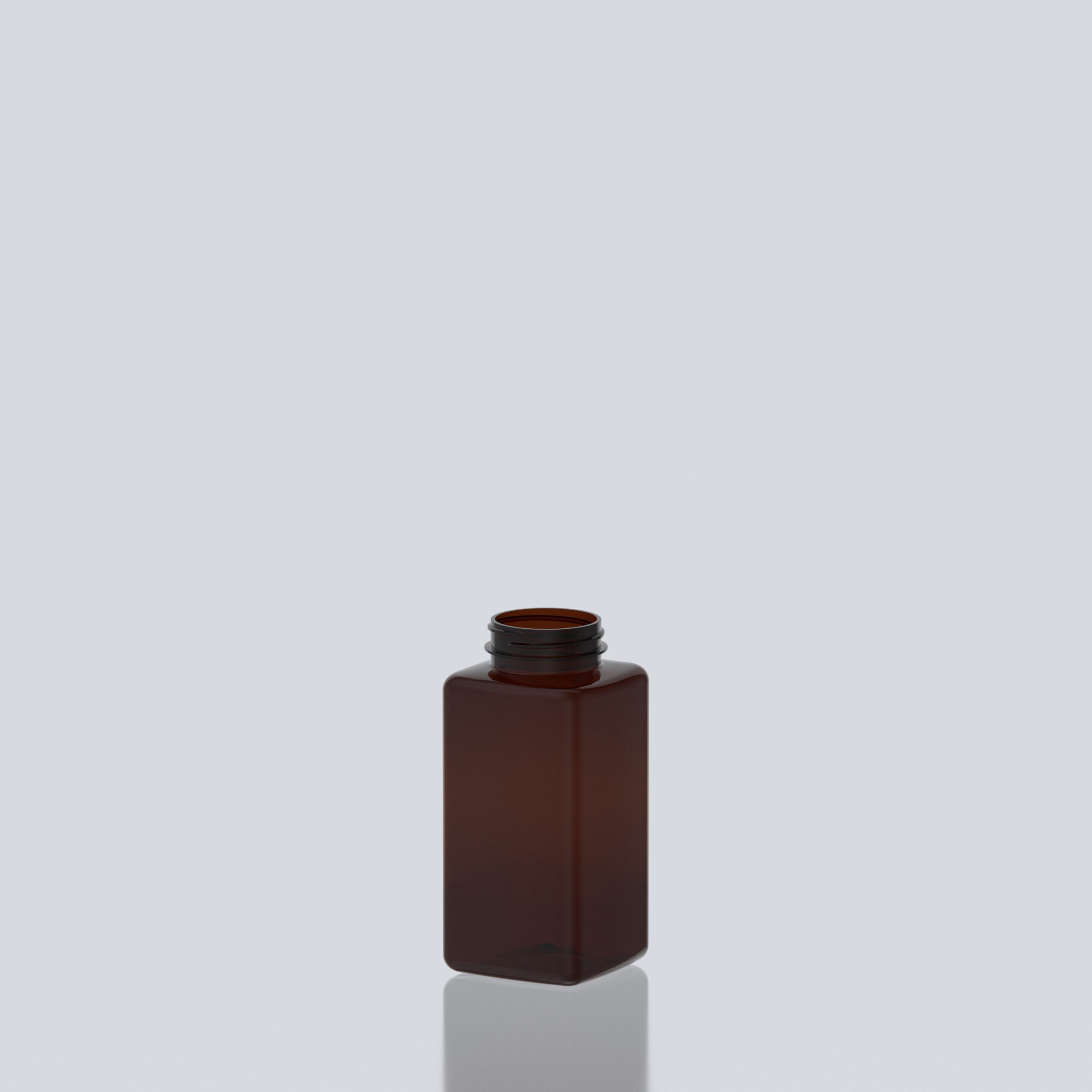 400ml PET Square Pill Jar - 45SP400 - Amber