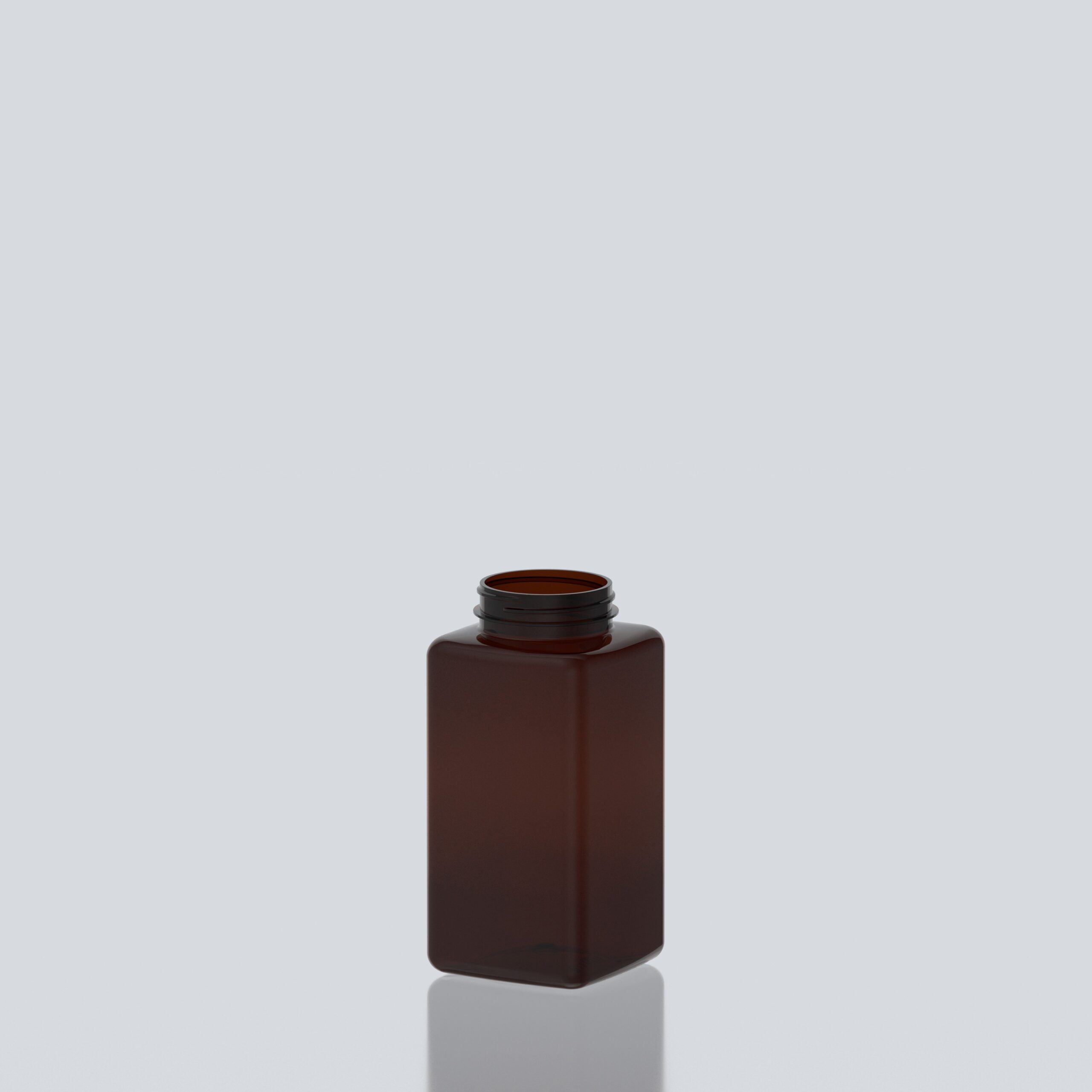 600ml PET Square Pill Jar - 53SP400 - Amber